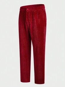 Manfinity VCAY 2pcs/Set Men's Woven Slim Fit Casual Collared Long Sleeve Suit Set, Suitable For Daily Office Wear - Red - View 6