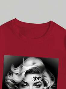 Manfinity LEGND Plus Size Men's Letter Print Crew Neck Short Sleeve T-Shirt - Red - View 4