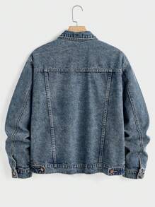 Manfinity Hypemode Men's Dark Blue Denim Loose Distressed Jacket - Dark Wash - View 2