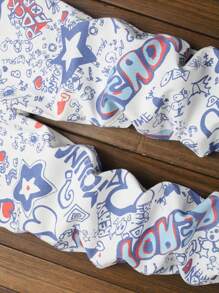 Manfinity Homme Jeans casuales con bolsillo decorado con estampado de letras y estrellas para hombre