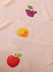 5pcs/Set Women Comfortable Seamless Cute Fruit Print Panties - Baby Pink - View 7