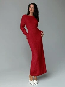 Aloruh Vestido-suéter largo y holgado con hombros descubiertos para mujer, para otoño/invierno