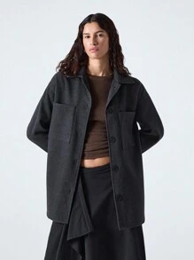 LYSMO Ramadan Women's Basic Shirt Style Jacket - Dark Grey - View 4