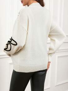 SHEIN Jersey casual de embarazo con estampado de bloques de color, otoño/invierno