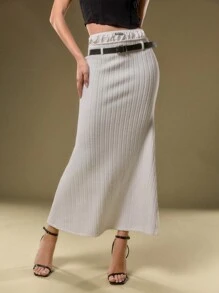 SURIMA Women's Solid Color Bodycon Simple Casual Skirt, Fashionable For Everyday Wear