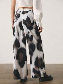 SHEIN Unity Damen Farbblock Taschen Weite Bein Loose Lässig Office Hose