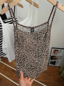 SHEIN EZwear Plus Size Summer Casual Tie Vintage Elastic Fitted Knit Cami Top Set For Spring