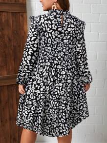SHEIN LUNE Vestido casual de uso diario con estampado de leopardo, talla grande