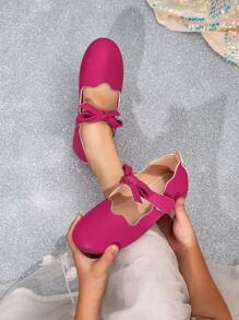 1 paar modieuze strikdecoratie platte schoenen voor meisjes, geschikt voor alle seizoenen