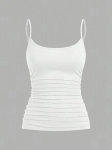 SHEIN EZwear Multicolor Knit Ruched Casual Tank Top For Women - Multicolor - View 5