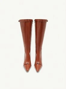 CUCCOO CHICEST Women's Fashionable Pointed-Toe High Boots, Elegant For Party Wear In Autumn/Winter New Year Holiday - Camel - View 3