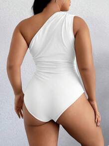 Elenzga Ärmellose Bodysuit Einfarbig mit Rüschen für Große Größen