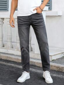 Manfinity Homme Men's Pocket Skinny Casual Versatile Jeans - Grey - View 7