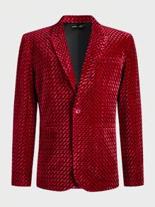 Manfinity VCAY 2pcs/Set Men's Woven Slim Fit Casual Collared Long Sleeve Suit Set, Suitable For Daily Office Wear - Red - View 3