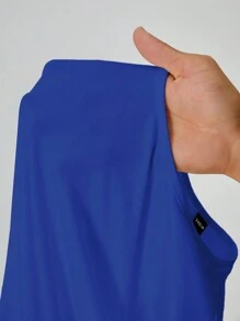 SHEIN PETITE CURVE Plus Size Women Solid Color Fitted Long Sleeve Bodysuit - Royal Blue - View 6