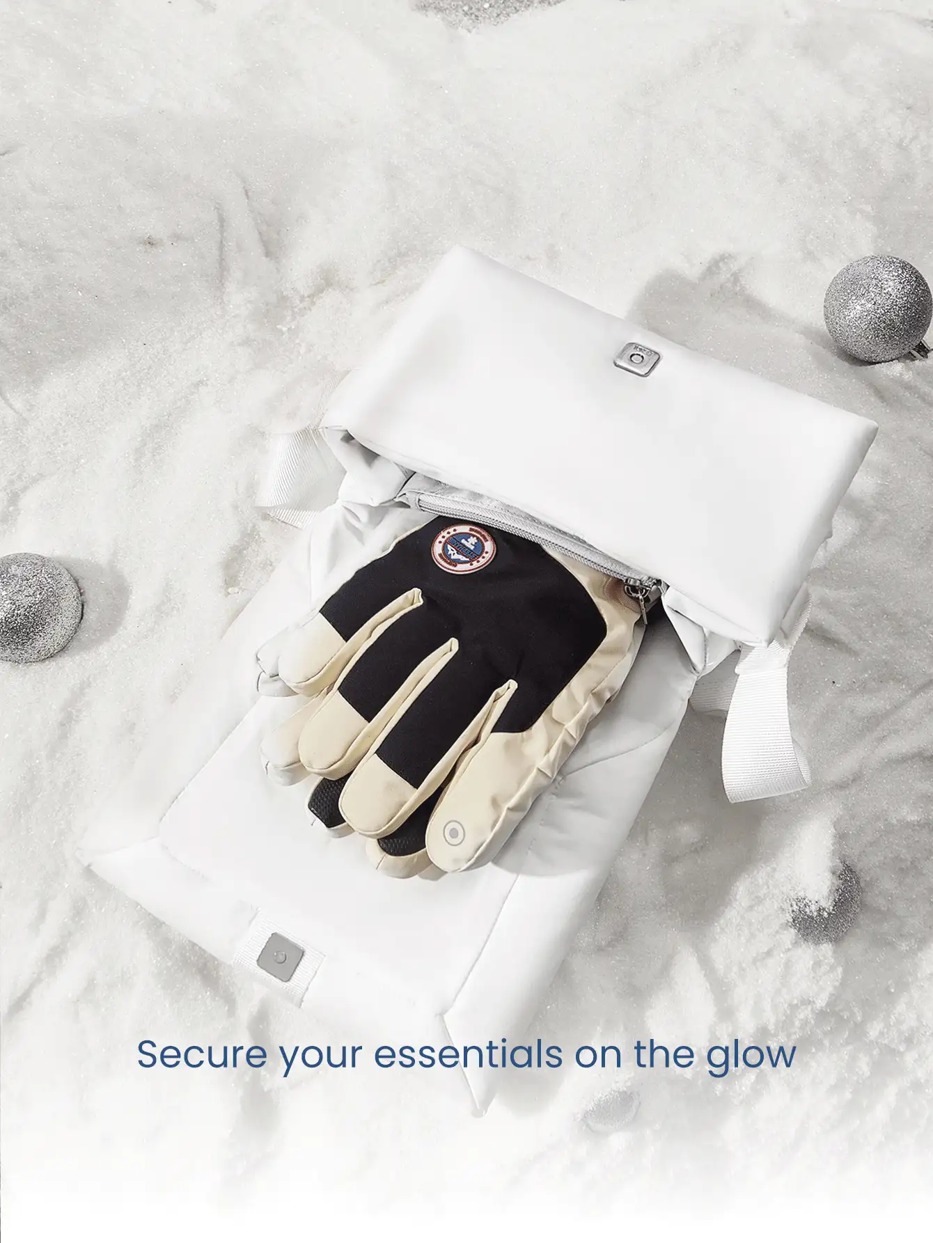 GLOWMODE 2L Winter Wanderer 可调节肩带翻盖开口斜挎包，配有方便的外部磁性口袋，日常休闲 - 白色 - 查看 3