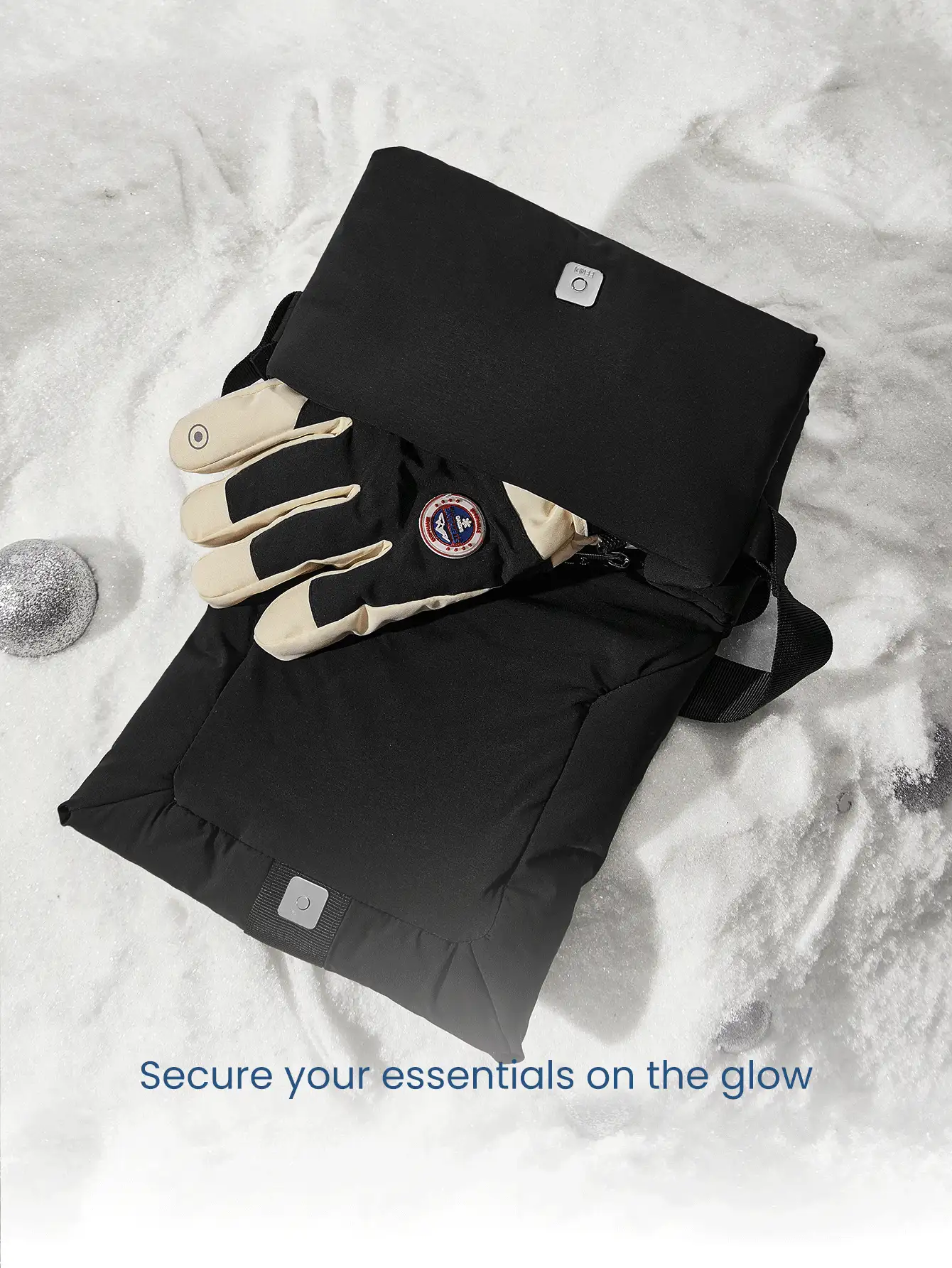 GLOWMODE 2L Winter Wanderer 可调节肩带翻盖开口斜挎包，配有方便的外部磁性口袋，日常休闲 - 黑色 - 查看 3