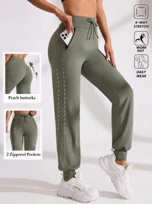 Easithlete Pantaloni sport uni de damă, de culoare uni, ținute de zi cu zi