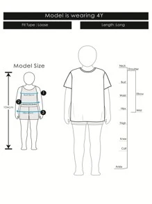 SHEIN Sparklyn Young Girls Solid Color Patchwork Short Sleeve Letter & Number Print Casual T-Shirt - Multicolor - View 6