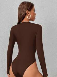 SHEIN PETITE Solid Slim Fit Spring Women Bodysuit