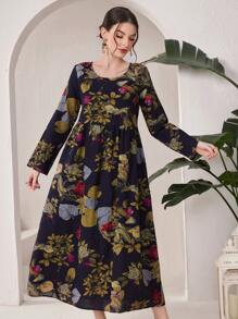 Al Najma Plant Print Long Casual Vacation Dress