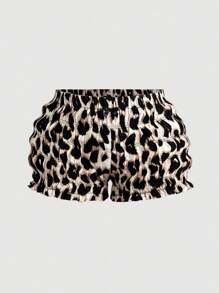 Girlism Teen Girls Cute Bow Ruffle Micro Mini Leopard Print Shorts, Palace Style, Retro, Ballerina - Multicolor - View 1