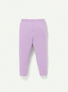 Cozy Pixies Baby Girl Floral Pattern Round Neck Drop Shoulder Sweatshirt And Skinny Pants 2pcs Set - Purple - View 4