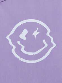 SHEIN 秋冬女士正面印花 & 背面字母标语印花长袖圆领 T 恤，母子装（2 件分开出售） - 紫色 - 查看 7