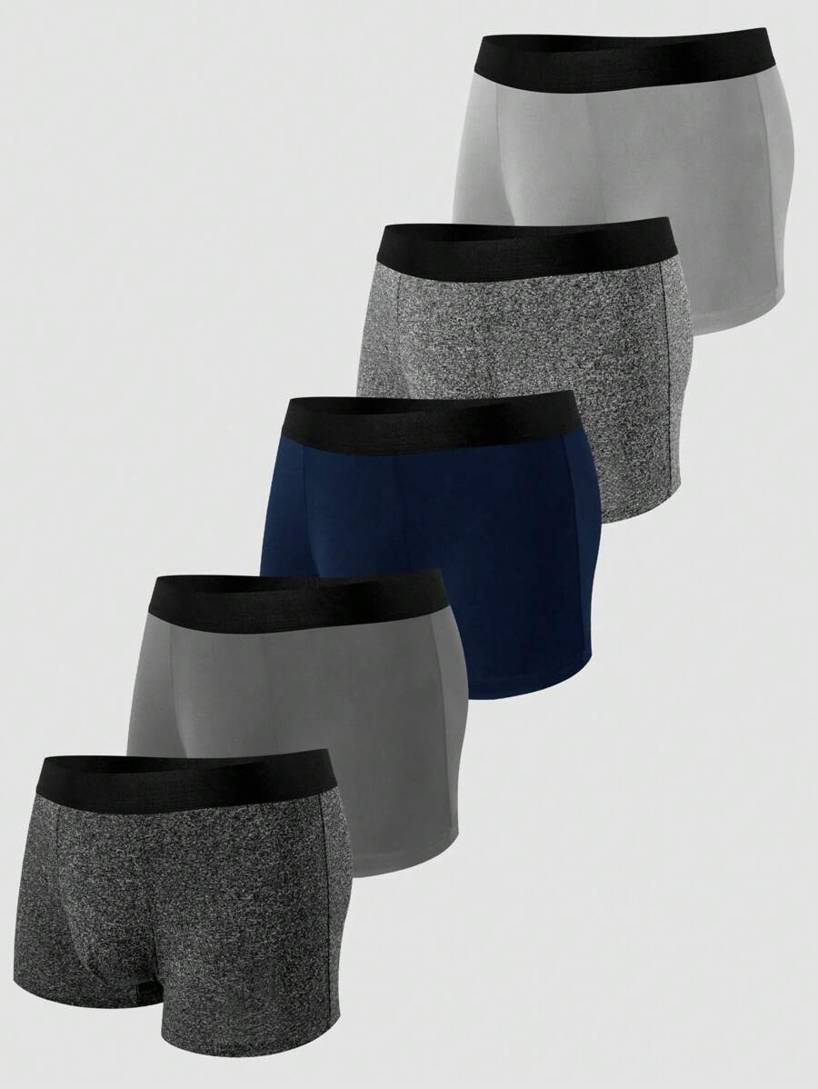 5 件/套男士薄款平角内裤，性感高弹 - 彩色 - 查看 1