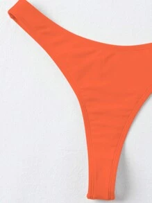 SHEIN Swim 夏季海灘高腰丁字褲比基尼底褲，泳衣