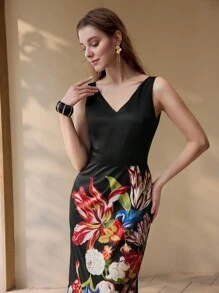 MOTF PREMIUM VESTIDO CON ESTAMPADO FLORAL Y ABERTURA EN EL MUSLO - Multicolor - Ver 7