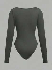 SHEIN EZwear Conjunto de 3 piezas de body de manga larga con cuello cuadrado para mujer - Multicolor - Ver 6