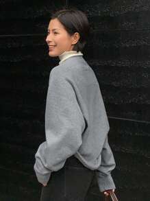 DAZY Cardigan corto casual monocromatico, autunnale - Grigio - Visualizzare 3
