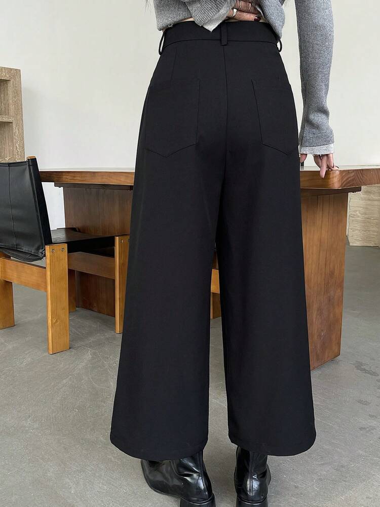 Pantalones casuales rectos de pierna ancha con 3/4 bolsillos para mujer, ropa de oficina y trabajo, atuendo de negocios para primavera y verano