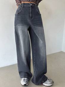 DAZY Women's Distressed Flare Leg Jeans - Dark Wash - View 5