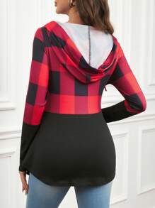 SHEIN 格纹休闲哺乳连帽衫 - 彩色 - 查看 2