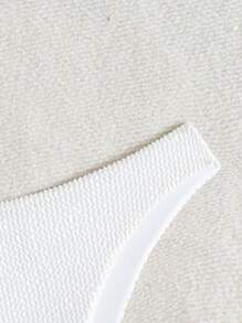 Swim Basics Summer Beach 1pc Solid High Cut Bikini Bottom - White - View 5