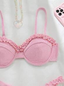 SHEIN Swim Women's Vacation Spaghetti Strap Swimwear Set, Sexy Swimwear For Summer