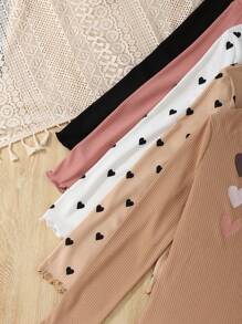 SHEIN Hauts de base casual en tricot de couleur unie avec manches longues et élastique pour les adolescentes. Plusieurs pièces, idéal pour le port casual, quotidien et l'école en automne et hiver. Indispensable et polyvalent. Assortissant mère et fille