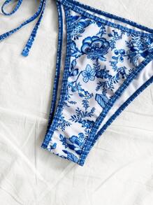 Soleia 2 piezas Conjunto de bikini estampado de vacaciones para mujer