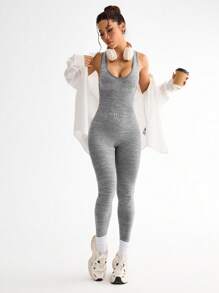 SHEIN Sport Studio Women Open Back Crisscross Casual Yoga Sports Jumpsuit