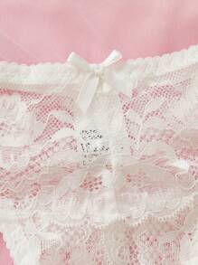 Floral Lace Underwire Lingerie Set - White - View 3