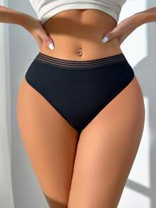 5pcs/Set Semi-Sheer Waistband Comfortable Elegant Ladies Hipster Underwear