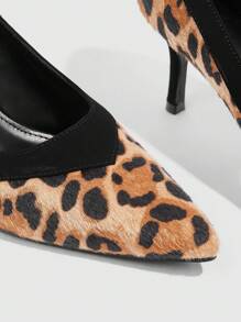 CUCCOO SZL 女士尖头豹纹高跟鞋，新款时尚细跟女士高跟鞋 - 棕色 - 查看 5