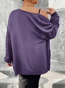 Calvaya Áo khoác cardigan tay dài tối giản màu trơn cỡ lớn, phù hợp cho mùa xuân và mùa thu - Màu tím - Xem 2
