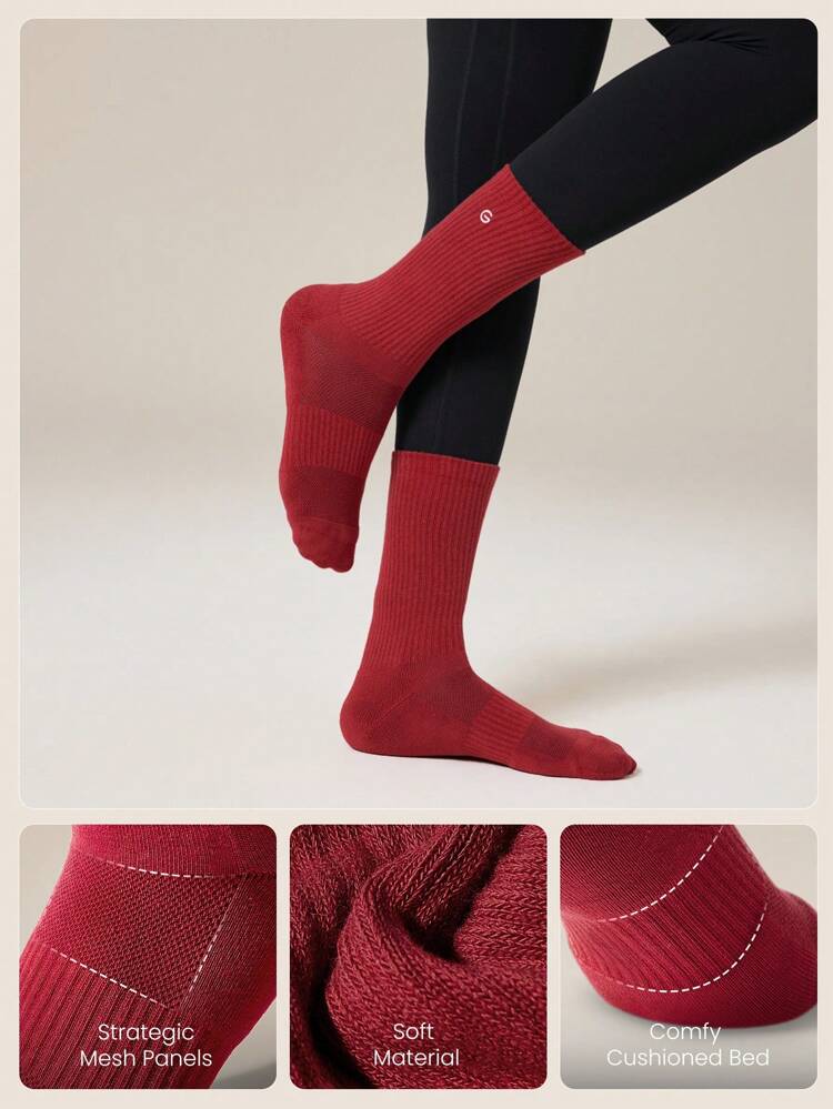 3 pares de calcetines ventilados de malla suave con logotipo bordado para entrenamiento, uso diario y casual