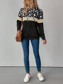 SHEIN LUNE 女士波点数码印花休闲连帽卫衣套头衫秋季款 - 彩色 - 查看 4