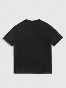 ROMWE MEN Goth Vintage Necklace Pattern Print Short Sleeve T-Shirt, Street Fashion Men's Casual Tee