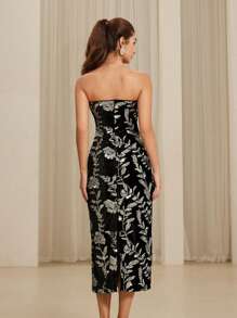 Aveloria Rosie 奢华派对优雅天鹅绒紧身女式亮片连衣裙，修身剪裁，适合春夏季节、情人节 - 彩色 - 查看 2