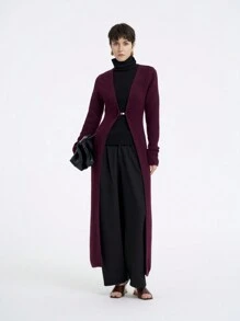 Aalyst 女士纯色长袖休闲长款开衫，秋冬